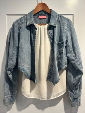 Cropped Light Blue Denim Jacket - Women's Jean Jacket